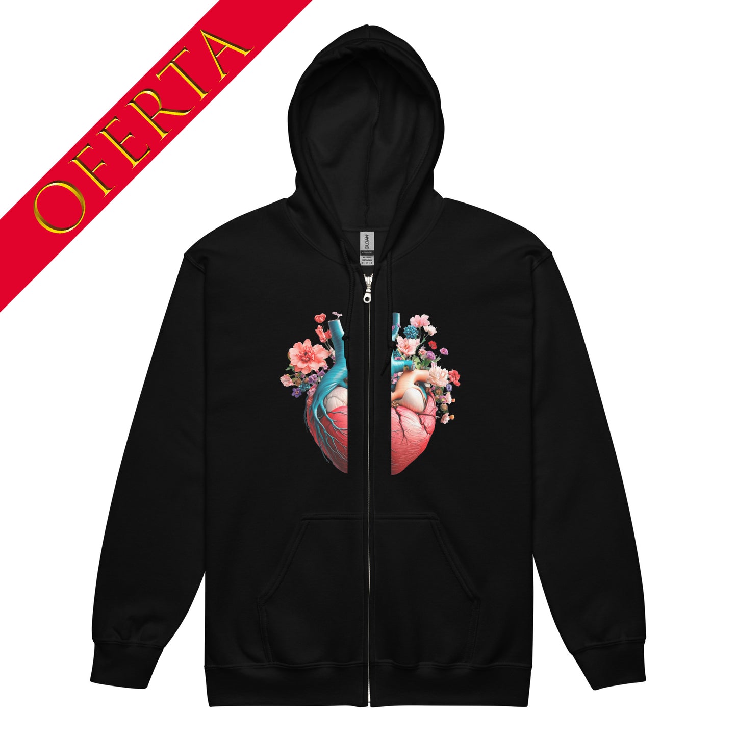 Hoodie unisex_zip_Corazón dividido